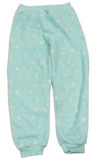 Mátové chlupaté pyžamové kalhoty s hvězdami zn. F&F