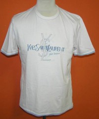 Pánské bílo-světlemodré tričko s nápisem zn. YvesSaintLaurent
