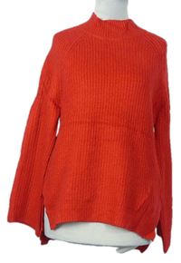 Dámský červený svetr s rozšířenými rukávy zn. Primark 