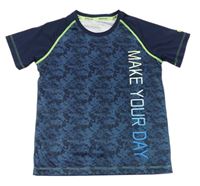 Tmavomodro-modré sportovní tričko s nápisem zn. Manguun