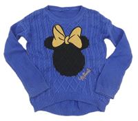 Cobaltově modrý vzorovaný svetr s Minnie zn. Disney