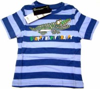 Outlet - Modré pruhované tričko s krokodýlem
