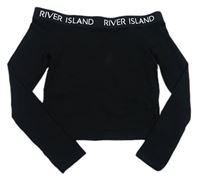 Černé crop triko s logem zn. River Island