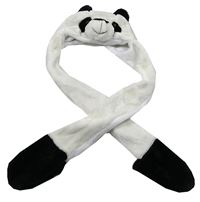 Bílo-černá chlupatá čepice se šálou s rukavicemi - panda zn. George
