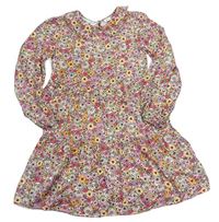 Smetanové kytičkované šaty s límečkem zn. F&F