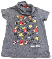 Šedé tričko s Angry Birds a límcem zn. Next 