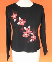 Dámské černé triko s květy zn. Wallis
