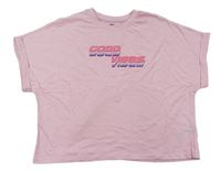 Světlerůžové oversize crop tričko s nápisem zn. M&Co.