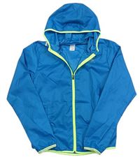 Modrozelená šusťáková funkční běžecká bunda s kapucí zn. Kalenji