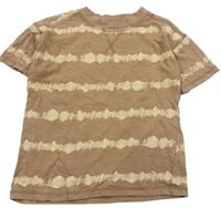 Hnědo-béžové batikované pruhované melírované tričko zn. George