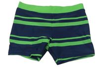 Tmavomodro-zelené pruhované nohavičkové plavky zn. Tu