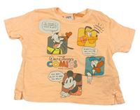 Neonově oranžové tričko s Mickeym a přáteli zn. Zara