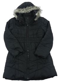 Černý šusťákový zimní kabát s kapucí zn. Debenhams