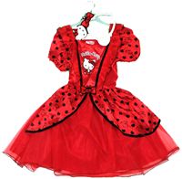 Nové - 2set - Červené slavnostní šaty s Kitty + čelenka zn. Sanrio vel. 3-5 let