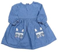 Modré riflové šaty se zajíčky/kapsami zn. M&Co