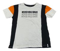 Bílo-černo-oranžové tričko s nápisem zn. Primark