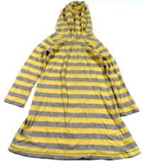 Šedo-žluté pruhované šatičky s kapucí zn. Marks&Spencer