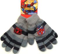 Nové - Šedé pruhované prstové rukavičky se Spidermanem zn. Marvel