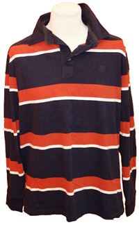 Pánské tmavomodro-červené pruhované triko s límečkem zn. M&S