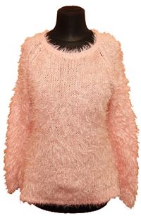 Dámský růžový chlupatý svetr zn. Peacocks 