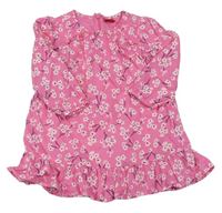 Růžové plátěné šaty s kytičkami zn. S. Oliver