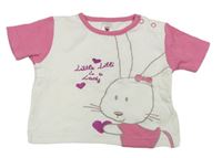 Bílo-růžové tričko s králíkem zn. C&A