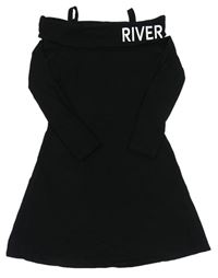 Černé bavlněné šaty s volánkem zn. River Island