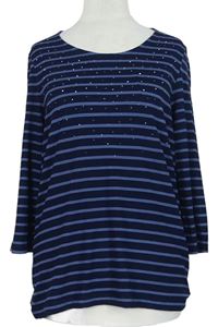 Dámské modro-tmavomodré pruhované triko s cvočky zn. Bonita 