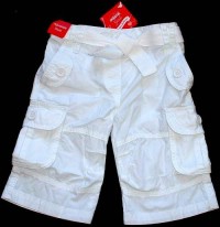 Outlet - Bílé plátěné 3/4 kalhoty s kapsičkami zn. Adams