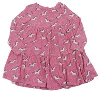 Růžové bavlněné šaty s jednorožci zn. Mothercare