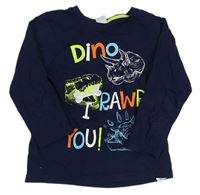 Tmavomodré triko s dinosaury a nápisy zn. Kiki&Koko