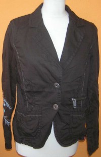 Dámský hnědý plátěný kabátek s výšivkou zn. Esprit