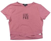 Růžové crop tričko s nápisem zn. New Look