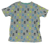 Šedé melírované pyžamové tričko s lebkami zn. M&S