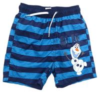 Modro-tmavomodré pruhované plážové kraťasy s Olafem zn. Disney