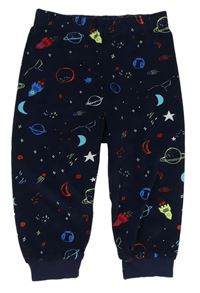 Tmavomodré sametové pyžamové kalhoty s planetami zn. Primark