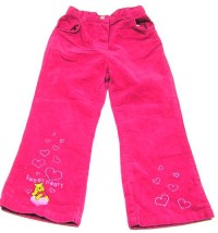 Růžové sametovo/riflové kalhoty se srdíčky zn. Disney