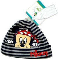 Nové - Modro-šedá pruhovaná čepice s Mickeym zn. Disney 