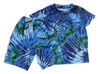2set- Modré sportovní batikované tričko s dinosaurem + kraťasy zn. Pep&Co