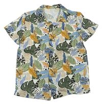 Smetanovo-barevná lehká košile s listy zn. George