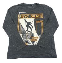 Tmavošedé melírované triko se skateboardistou zn. Yigga