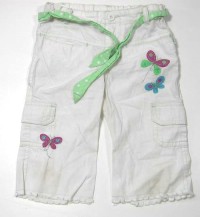Růžové plátěné 3/4 kalhoty s motýlky