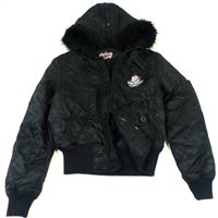 Černá šusťáková zimní bunda s kapucí zn. New look vel. 170