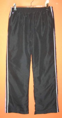 Dámské černé šusťákové kalhoty s proužky a podšívkou