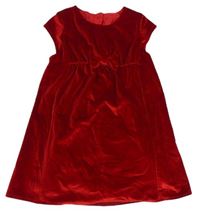 Červené sametové šaty s mašlí zn. Mothercare 