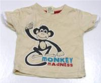 Béžové tričko s opičákem a nápisem zn.Tiny Ted 