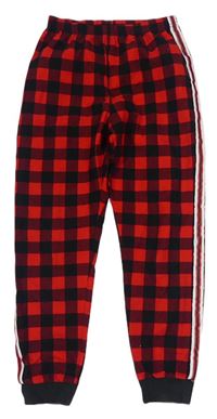 Černo-červené kostkované flanelové domácí kalhoty s pruhy zn. Next