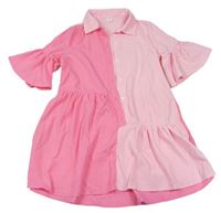 Růžovo-světlerůžové košilové šaty zn. SHEIN