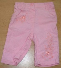 Růžové manžestrové kalhoty s kytičkami zn. Adams