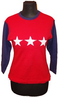 Dámské červeno-tmavomodré triko s hvězdičkami 